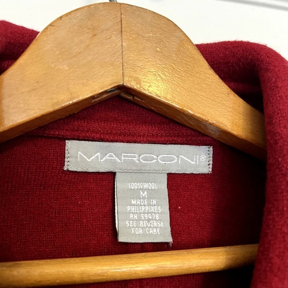 Marconi Dark Red Wool zip up jacket M - Picture 4 of 6